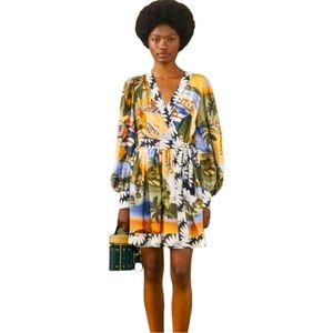 Farm Rio Carioca Wrap Long Sleeve Mini Dress NWT Size Large